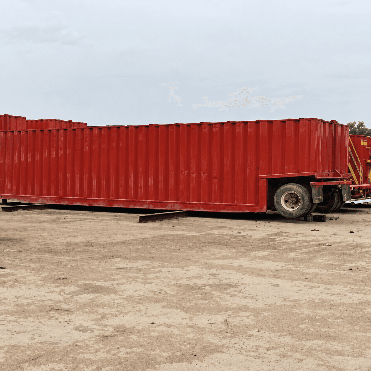 Refurbished frac tank standing on site, ready for service