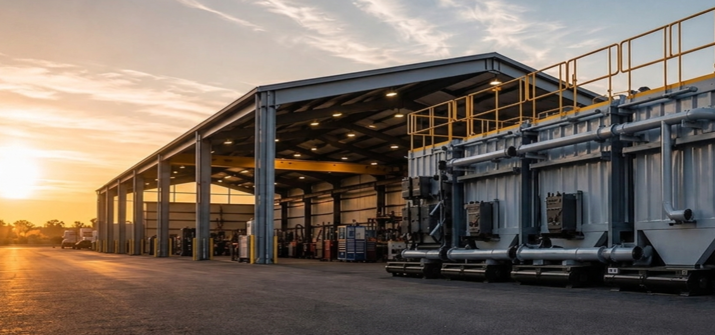 SETCCO plant at dusk — wide view